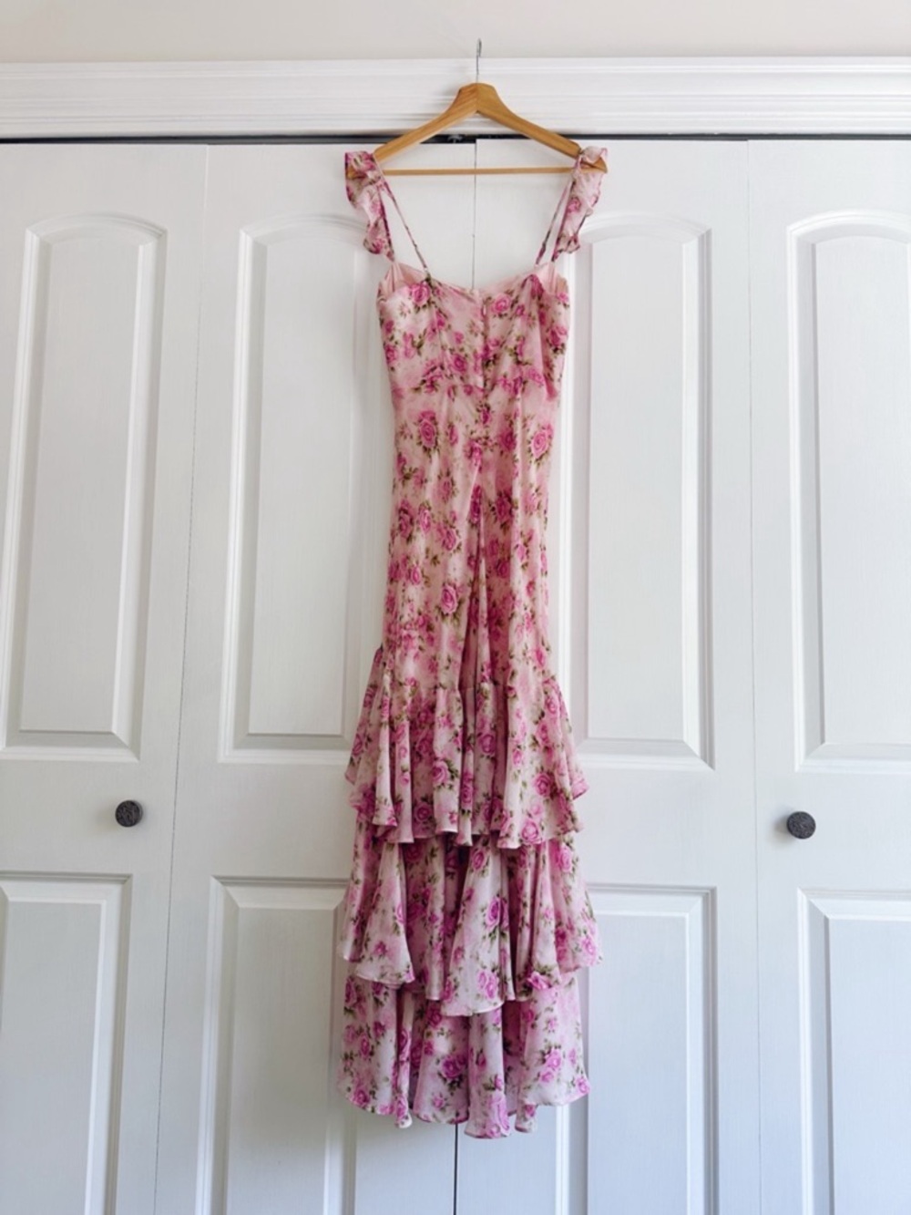 ASTR The Label Alcina Polka Dot Maxi Dress Pink Multi Floral - Picture 12 of 14
